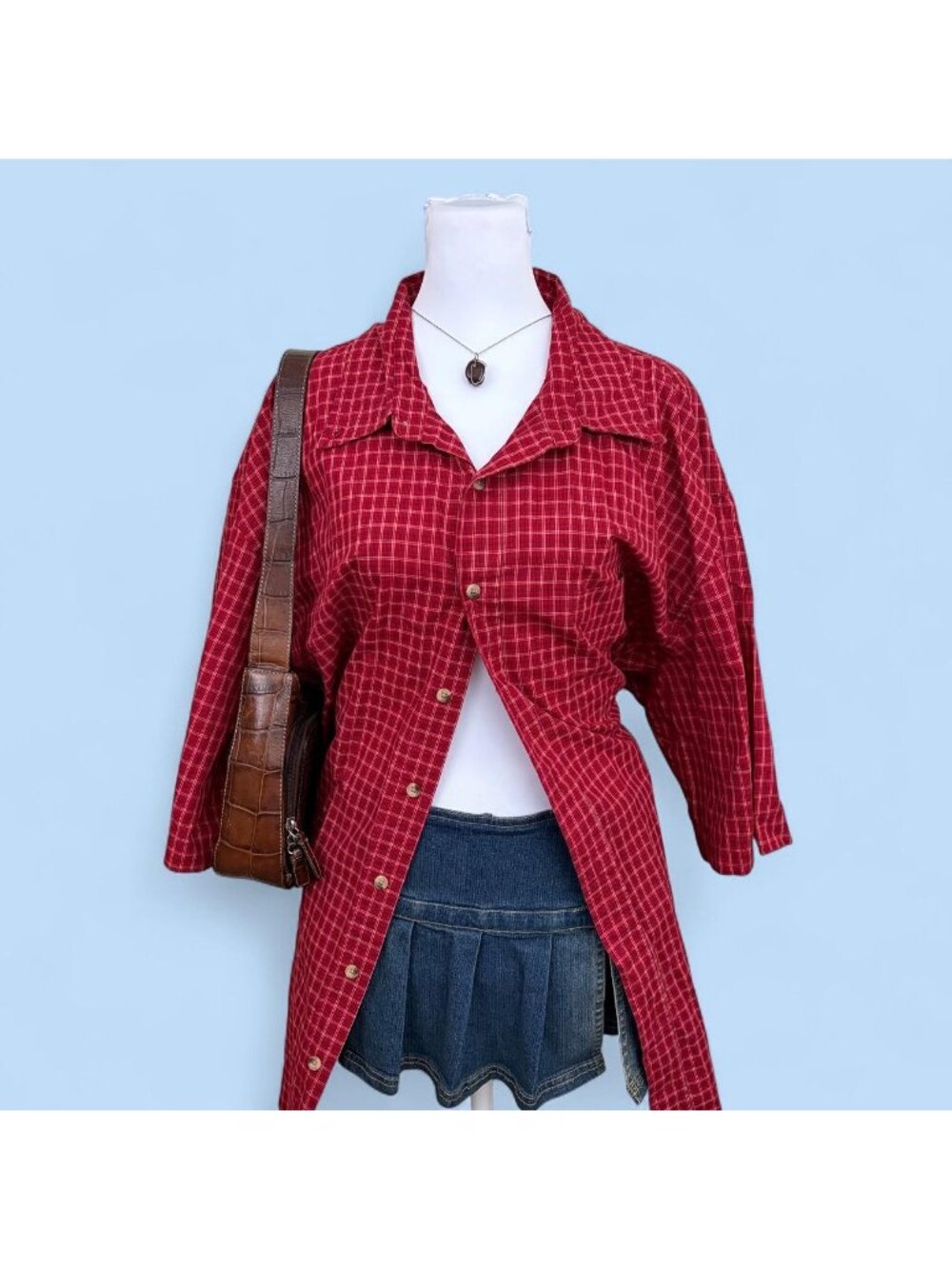 90s plaid western preppy button down